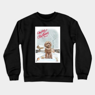 Cute Cockapoo Merry Christmas Santa Dog Crewneck Sweatshirt